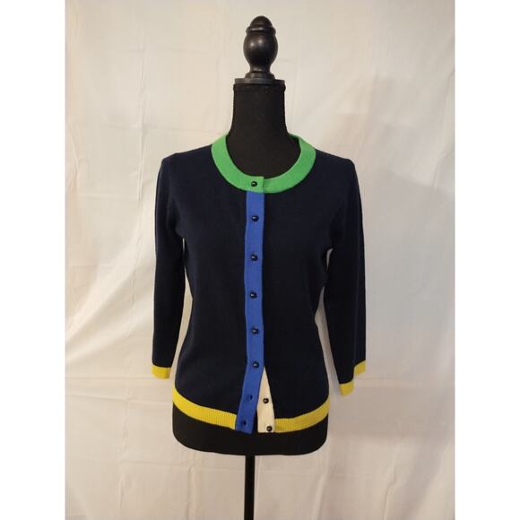 Kate Spade New York Color Block Button Front Sweater Navy Multi Colored - Picture 1 of 8